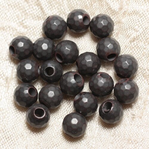5pc - perles de pierre perçage 2.5mm - hématite mat facettée 8mm  4558550026996