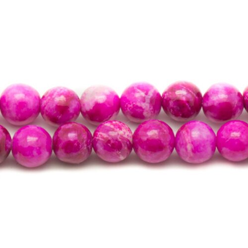 20pc - perles pierre - jaspe boules 6mm rose fuchsia fluo