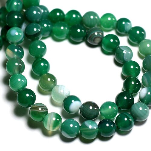 10pc - perles pierre agate boules 6mm vert blanc - 7427039741712