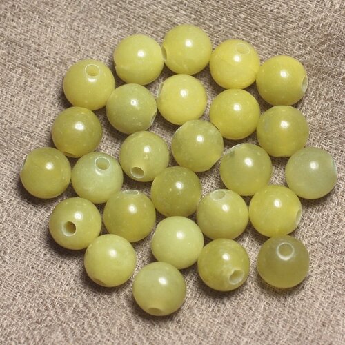 5pc - perles de pierre perçage 2.5mm - jade vert olive 10mm  4558550026903