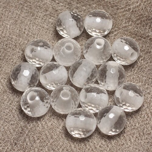 2pc - perles de pierre perçage 2.5mm - cristal quartz facetté 10mm  4558550026750