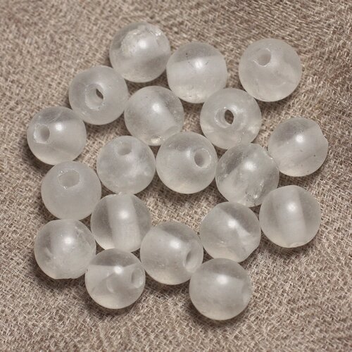 4pc - perles de pierre perçage 2.5mm - cristal quartz mat boules 10mm   4558550026712