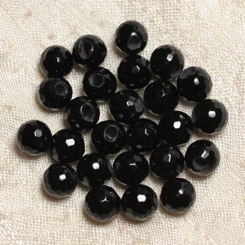 5pc - perles de pierre perçage 2.5mm - onyx facetté 8mm  4558550026590
