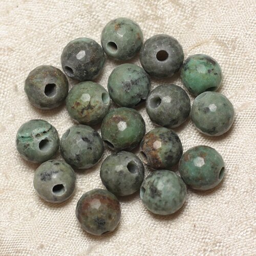 2pc - perles de pierre perçage 2.5mm - turquoise afrique facettée 10mm  4558550026569