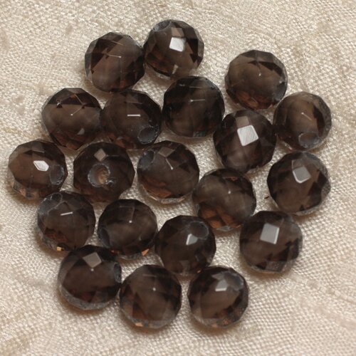 Perle de pierre perçage 2.5mm - quartz fumé facetté 10mm  4558550024794