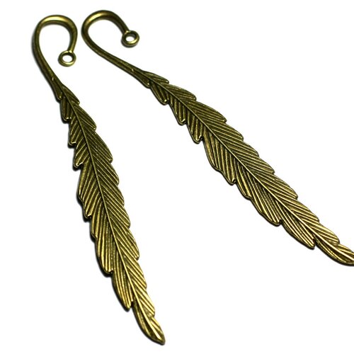 1pc - appret accessoire marque page plume métal bronze 11cm