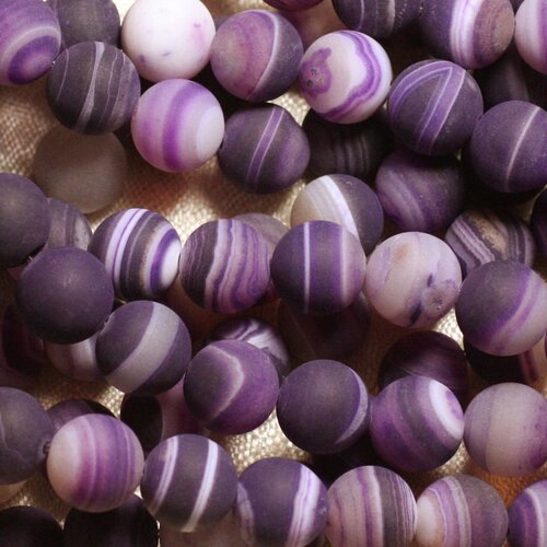 5pc - perles de pierre - agate boules 10mm violet mat   4558550026323