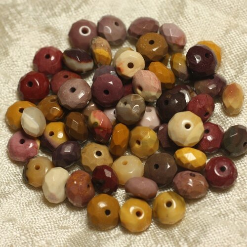 5pc - perles de pierre - jaspe mokaïte rondelles facettées 8x5mm   4558550026088