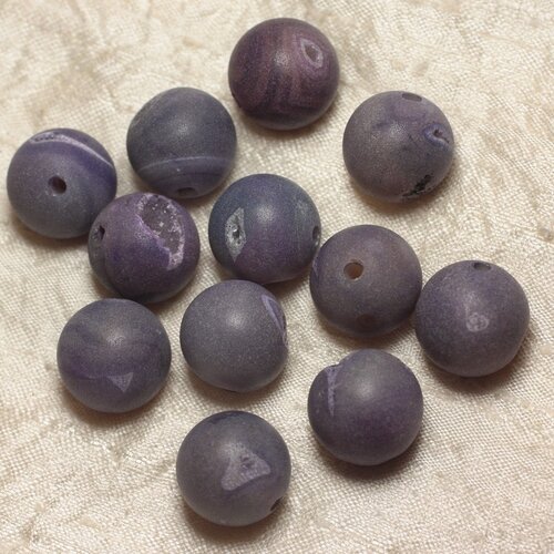 1pc - perle de pierre perçage 2.5mm - agate violette givrée 18mm   4558550026064