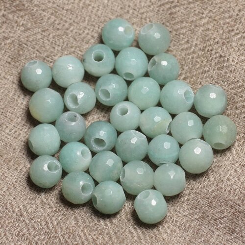 4pc - perles de pierre perçage 2.5mm - amazonite boules facettées 8mm   4558550026040