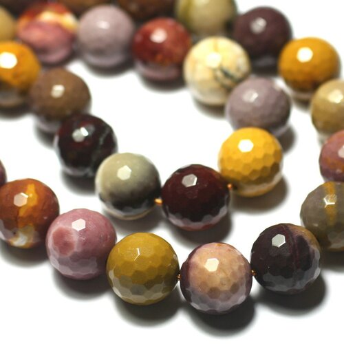 2pc - perles pierre jaspe mokaite boules facettées 12mm - 4558550025937