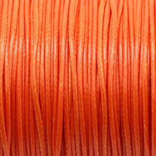 5 mètres - fil corde cordon coton ciré 1mm orange carotte - 4558550025890
