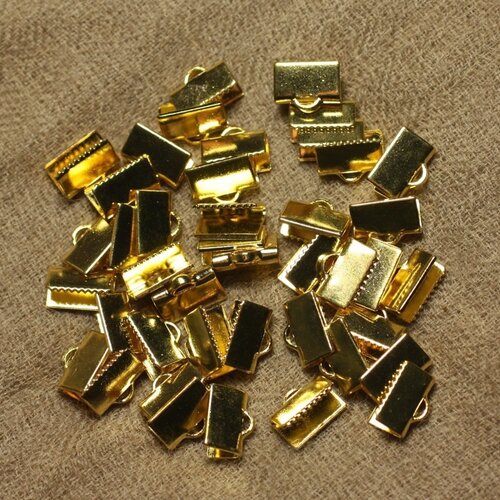 20pc - embouts cuir et tissus métal doré sans nickel 10x6mm   4558550025777