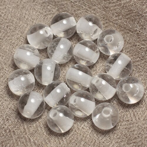 2pc - perles de pierre perçage 2.5mm - cristal quartz boules 10mm  4558550025517