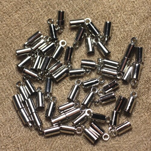 200pc - embouts métal argenté pour cordons 2-2.5mm - 4558550025432