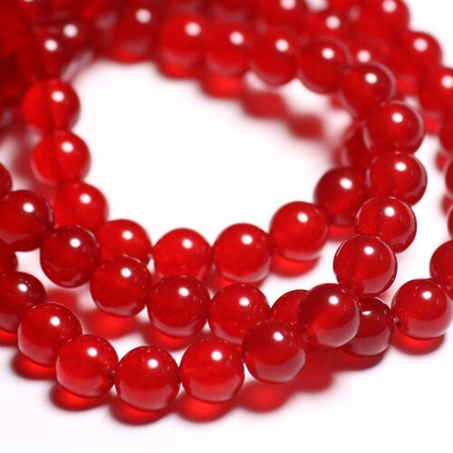 10pc - perles de pierre - jade boules 8mm rouge vif - 4558550017031
