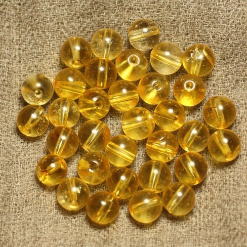 10pc - perles de pierre - quartz jaune boules 8mm   4558550025258