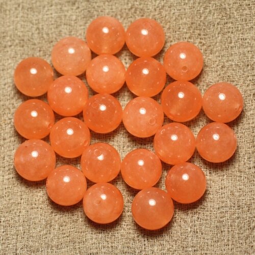 10pc - perles de pierre - jade boules 10mm orange transparent  4558550022127