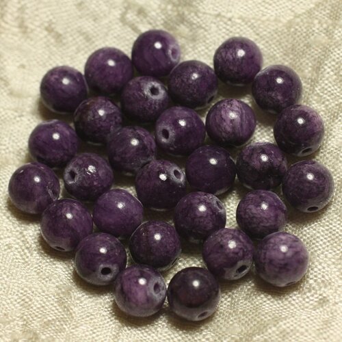 10pc - perles de pierre - jade violet et mauve boules 8mm   4558550025173