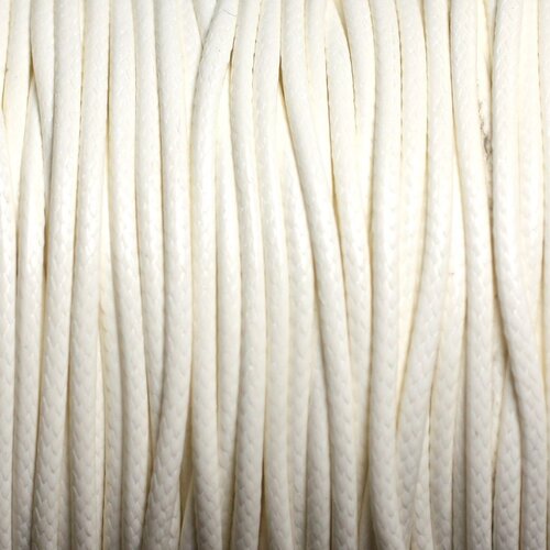 5 mètres - fil corde cordon coton ciré 1mm blanc - 4558550025098