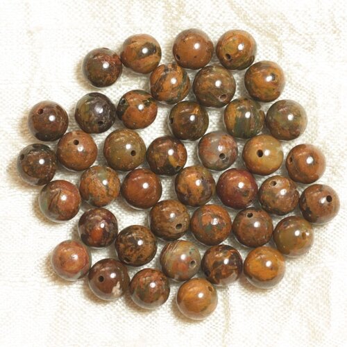 10pc - perles de pierre - turquoise vert kaki marron boules 8mm   4558550035707