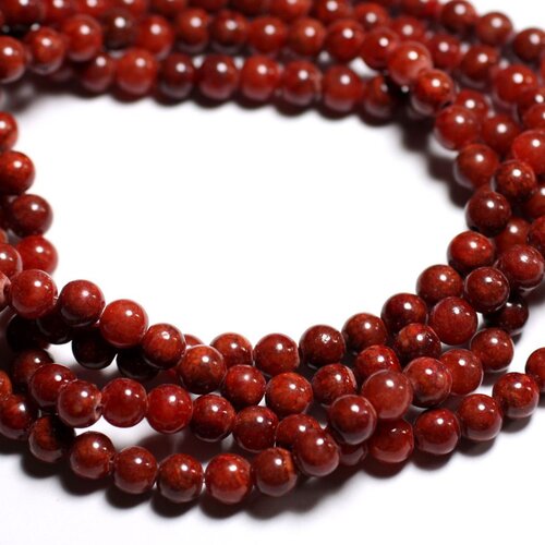 20pc - perles de pierre - jade rouge brique boules 6mm   4558550025029