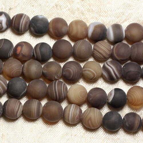 5pc - perles de pierre - agate boules 10mm marron brun mat   4558550024992