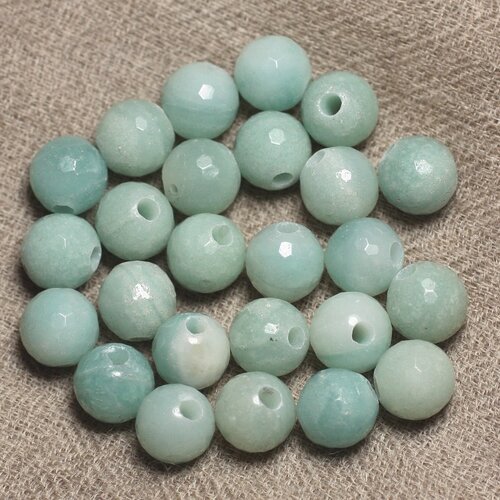 2pc - perles de pierre perçage 2.5mm - amazonite boules facettées 10mm  4558550024879