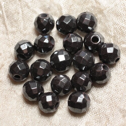 5pc - perles de pierre perçage 2.5mm - hématite facettée 10mm  4558550026736