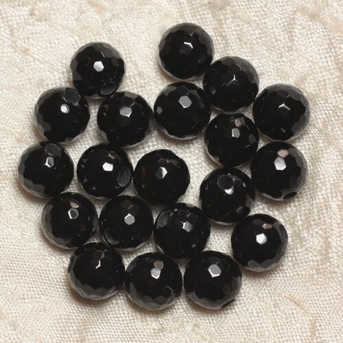 2pc - perles de pierre perçage 2.5mm - onyx facetté 10mm  4558550024893