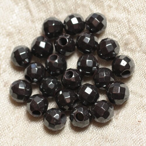 5pc - perles de pierre perçage 2.5mm - hématite facettée 8mm  4558550025531