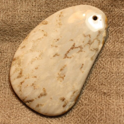 Pendentif pierre semi précieuse corail fossile 55mm n°11  4558550022806