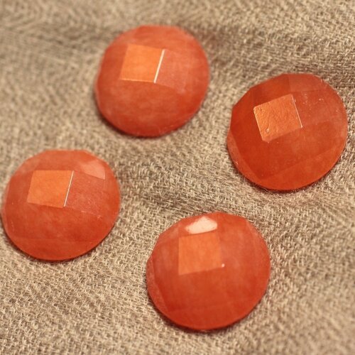 1pc - cabochon de pierre - jade rond facetté 20mm orange capucine - 4558550024442