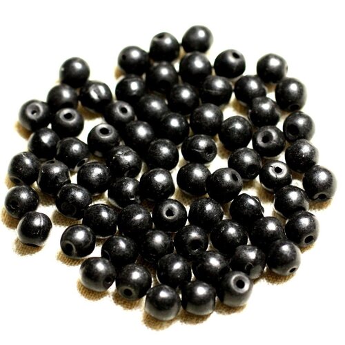 40pc - perles turquoise synthèse boules 6mm noir   4558550023896