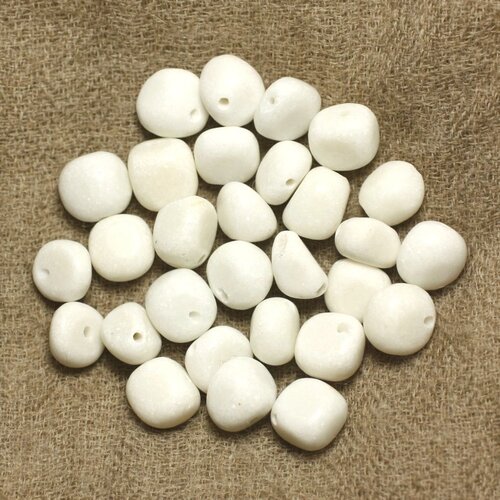 10pc - perles de pierre - jade blanche nuggets 8-10mm   4558550023483