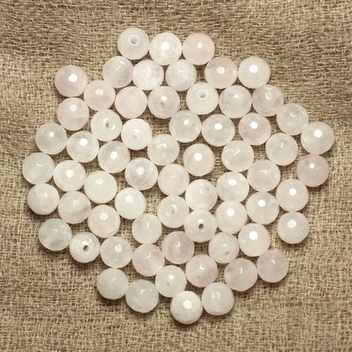 20pc - perles de pierre - quartz rose boules facettées 4mm   4558550023421