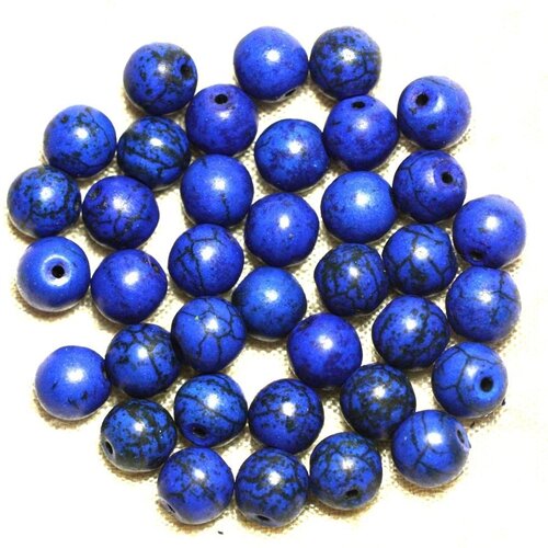 20pc - perles turquoise synthèse boules 8mm bleu nuit -  4558550023377