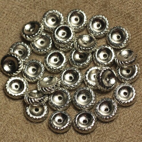 10pc - perles métal argenté rhodium rondelles 10x3mm   4558550023308