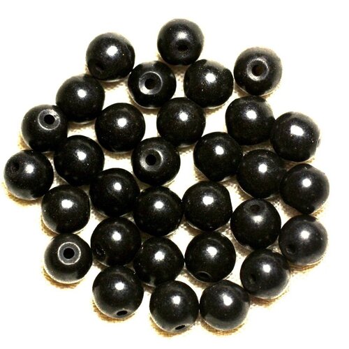 20pc - perles turquoise synthèse boules 8mm noir   4558550022752