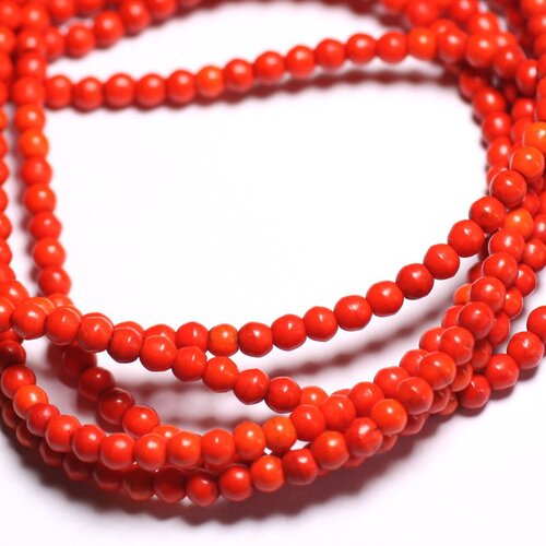 40pc - perles turquoise synthèse boules 4mm orange   4558550022554