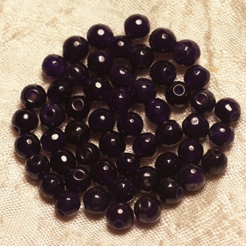 20pc - perles de pierre - jade boules facettées 6mm violet   4558550022172