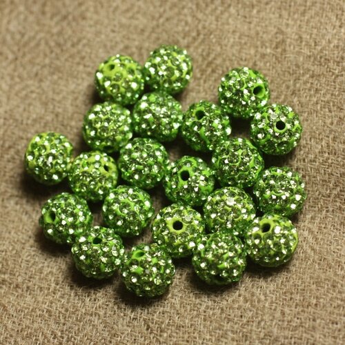 10pc - perle polymère et strass verre 8mm vert clair 4558550022813