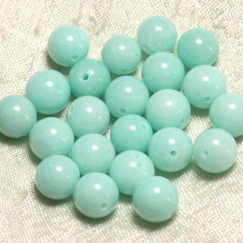 10pc - perles de pierre - jade boules 10mm bleu turquoise  4558550003508