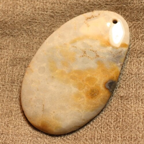Pendentif pierre semi précieuse corail fossile 55mm n°6  4558550021458