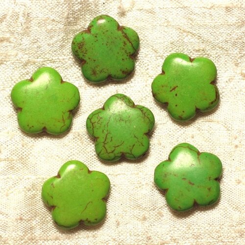 5pc - perles turquoise synthèse fleurs 20mm vert   4558550021625