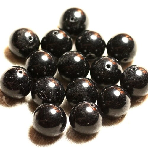4pc - perles de pierre - jade boules 14mm noir 4558550004468
