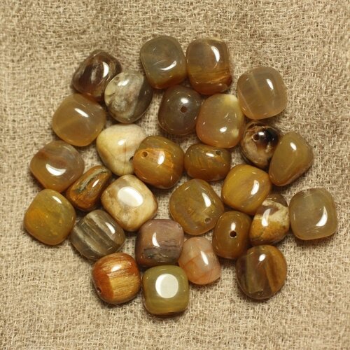 10pc - perles pierre - bois fossile nuggets 7-10mm - 4558550020925