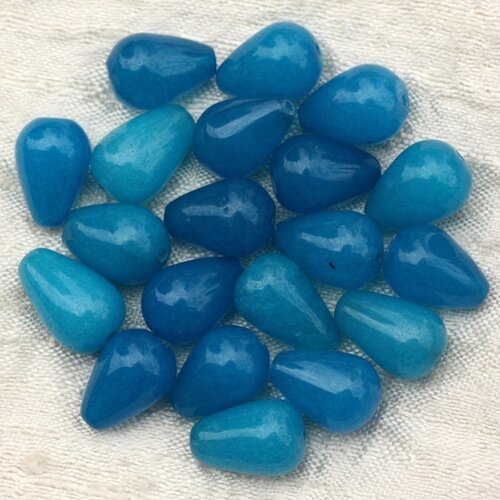 4pc - perles pierre - jade gouttes 14x10mm bleu azur turquoise - 4558550021038