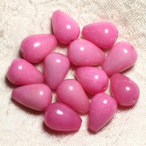 4pc - perles de pierre - jade gouttes 14x10mm rose bonbon - 4558550021175