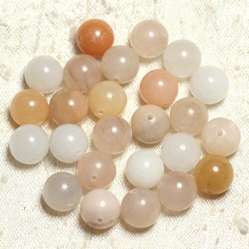10pc - perles de pierre - aventurine rose multicolore boules 10mm   4558550000002